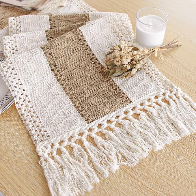 Runner Tassel Hollow Pattern Tea  Table Decoration Cover Cloth